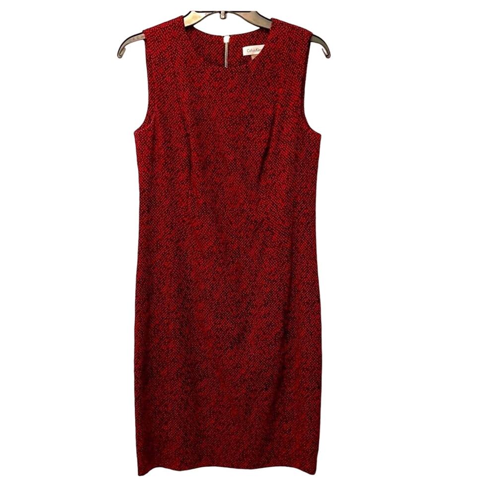 Calvin Klein Red and Black Shift Sheath Dress Size 8